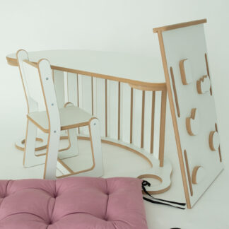 Montessori Wippe XL aus Holz – CE-zertifiziert, Set mit Kletterwand, Rutsche & Kissen, kostenloser