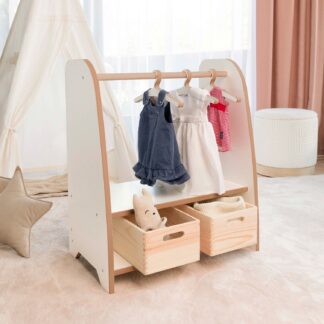 Kinder - Garderobe Kleiderschrank Kinder Kinderregal Kinderzimmer möbel Kleiderständer Regal Standgarderobe für Kinder mit 2 Boxen mit 4 Hacken S
