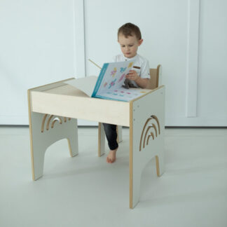 Holzset - Tisch und Stuhl für Kinder mit Schublade