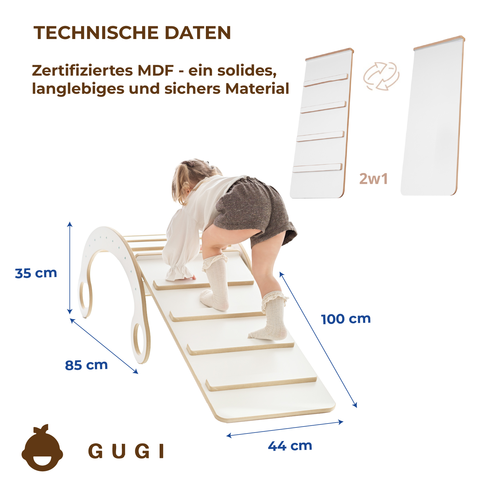 Montessori Wippe M aus Holz – CE-zertifiziert, mit Leiter & Rutsche, kostenloser Versand – Bild 3