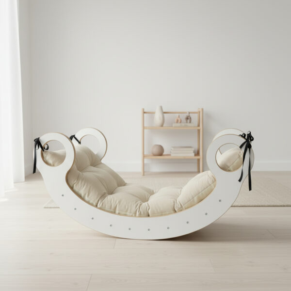 Montessori Wippe XL aus Holz – CE-zertifiziert, mit Komfortkissen, kostenloser Versand